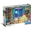 Clementoni - Puzzle 500 Pezzi per Adulti e Ragazzi, Collection, Tema To the Moon, Illustrazione Panorama Notturno, Compact Box, Poster Incluso, Idea Regalo Made in Italy, 49x36 cm, 35590