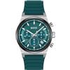 BOSS Orologio con Cronografo al Quarzo da Uomo Collezione CANDOR CHRONO con Cinturino in Silicone Verde, 1514244, Green
