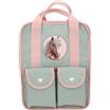 Depesche 13406 Miss Melody Romantic Fields - Zaino in verde e rosa, con patch cavallo e glitter, borsa con cinghie regolabili
