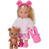 Simba Evi Love Teddy, Bambola da Gioco con Una Giacca soffice, con Cerchietto, Scarpe, Zaino e Orsacchiotto, 12 cm, dai 3 Anni in su