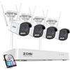 ZOSI 4MP Kit Videosorveglianza WiFi Esterno, 4X Telecamera Bullet, H.265+ 8CH 2TB NVR, Visione Notturna a Colori, Rilevazione di Persone, Audio Bidirezionale, Allarme Intelligente