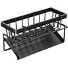 LOHAS Home Portasapone in acciaio inox per lavello da cucina, portasapone, con scolapiatti rimovibile, organizer per piano di lavoro della cucina, nero