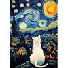 NEWENMO Gatto Bianco Cielo Stellato Diamond Painting Kit Adulti,DIY Astratto Pittura Diamante Set,5D Diamond Art Kit Completo,Adatto per Adulti Principianti la Decorazione Della Parete Casa,30x40cm