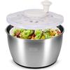 Kinberry Centrifuga per insalata in acciaio inox 304, 5 l, di alta qualità con coperchio, fondo antiscivolo, grande centrifuga per insalata con azionamento a manovella, facile da pulire, adatta per insalate
