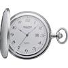 REGENT Orologio da tasca da uomo Savonnette con coperchio in acciaio inox, diametro 48 mm, data al quarzo, in diverse varianti, P-751 - Numeri arabi argentati, Classico