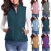 IQYU Gilet da donna per attività all'aria aperta, con cappuccio, corto, trapuntato, leggero, in piuma, invernale, senza maniche, trapuntato, per le mezze stagioni, taglie forti, grigio., S