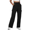 Unbekannt Pantaloni da donna Daily Home per attività all'aria aperta con elastico in vita, tasche laterali, casual, pantaloni cargo da lavoro, pantaloni da donna 46, Nero , L