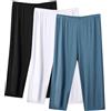 VPQILH 3 Pack Pantaloni Capri Donna Estiv Offerta Bassi, 3/4 Pantalone Sportivi Donna Larghi Pantaloncini con Elastico Vita Pinocchietti Tinta Unita Pigiama Pants Morbidi e Confortevoli Leggins per Casa