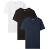 TERRANOVA Pack 3 T-Shirt Serafino Tessuto Fiammato da Uomo Colore 1x Bianco, 1x Nero, 1x Blu Taglia XXL