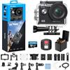 AKASO EK7000 Action Cam 4K WiFi Impermeabile 30M con Scheda 64GB, Fotocamera Subacquea WiFi 20MP, Microfono Esterno, Telecomando, 2 Batterie 1050 mAh, Accessori per Sport