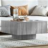 puraday Tavolino da salotto, 60 x 60 x 31,5 cm, in legno, pratico, multifunzione, per camera da letto, caffè, quadrato, robusto, resistente, grigio, materiale in legno