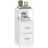 Hzuaneri Comodino, Comodino Stretto con 2 Cassetto in Tessuto, Tavolino Laterale con Scomparto Aperto, Moderno, per Camera da Letto, Soggiorno, 30 x 24 x 60 cm, Bianco NS52303W