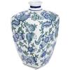 GILDE Vaso Fayencen - ceramica - smaltata con motivo floreale - altezza 31 cm x diametro 18 cm - blu-bianco - vaso decorativo