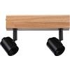 Paulmann 66771 Proiettore Arvid a 2 luci max. 2x20 Watt plafoniera nero/legno faretto metallo E27