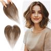 S-noilite Topper Capelli Umani per Donne, 13g Capelli Veri Frangetta Laterale, 27CM Frangia a S Fermaglio per Capello, Capello Umani Toppers con 9x12CM Base in Pizzo per Diradati, Castano Medio #4