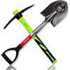 Xforst Set da giardinaggio con piccone e mini-pala, con manico in fibra di vetro e teste in acciaio forgiato, robusti e leggeri, ideali per giardinaggio, campeggio e prospezione. X-S800 & X-PF40N