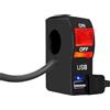 Gebildet 22mm 12V/5A LED rosso manubrio moto interruttore a pulsante on off con caricatore USB 12V2A interruttore di controllo fari compatibile per la maggior parte delle moto, scooter o motoslitte