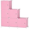 ATTDETJL Armadio a 6 cubi con ante, organizer per camera da letto, armadio e sotto le scale, scomparti 30 x 30 x 30 cm, salvaspazio, colore: rosa, ATTSL6006