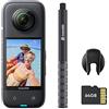 Insta360 X3 Kit Get-Set - Action Cam 360 impermeabile con sensore da 1/2, foto 360 da 72MP, video 360 5.7K, stabilizzazione, touch screen 2,29, vibrazione, editing IA, live streaming, webcam