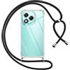 Pnakqil Cover per Honor 400 Lite 5G con Cordino, Trasparente Custodia con Laccio Tracolla Cellulare Girocollo Collana Protettiva per Honor 400 Lite 5G 6.7, Nero