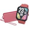 TECHMADE Smartwatch Glow, orologio digitale con pochetta incluso, schermo rettangolare full touch, chiamate, notifiche, funzione SOS, sport, compatibile con IOS e android (DARK ROSA)