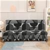 Surwin Copridivano Senza Braccioli 2/3 Posti Elasticizzato, Antimacchia Fodera per Divano Letto Antiscivolo Pieghevole Clic Clac Copri Divano con Gonna Arricciata (120-150cm,Nero)