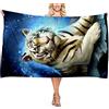 Sticker Superb. Telo Mare Tigre Leone Orso 3D,Rettangolare Grande Leggero Portatile Asciugamano da Spiaggia Tovaglia Tappeto Nuoto Spa Prendere il Sole Yoga Bagno Sportivo Viaggio (Multi 2,75 * 150 cm)