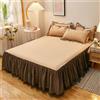 Morbuy 3 Pezzi Set Gonna da Letto per Singolo Matrimoniale e Una Piazza e Mezza Elasticizzata Copriletto con Volant Coprirete per Letto Lenzuola con 2 Federe (150x200+48x74cm,Cachi)