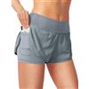 Blooshow Pantaloncini sportivi da donna estivi pantaloni corti 2 in 1 da corsa, ad asciugatura rapida, per corsa, palestra, allenamento, fitness, yoga, jogging, con tasche, grigio., S
