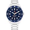 Tommy Hilfiger Orologio con Movimento al Quarzo a Tre Lancetteda Uomo con Cinturino in Acciaio Inossidabile Argentato - 1792202, Silver and Blue