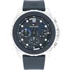 Tommy Hilfiger Orologio Analogico Multifunzione al Quarzo da Uomo con Cinturino in Silicone Colore Blu Tempesta - 1710687