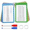 Suofuolef 1 x 1 scheda educativa, tabella monouso con 13 fogli di esercizi, aiuto per calcolo cancellabile a secco, senza sbavature e senza residui di colore