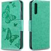 AIFILLE Cover Custodia A50 2019 Verde Flip Custodia Libro Premium Pelle PU con Slot per Schede Custodie Portafoglio per Samsung Galaxy A50 6.4 Pollici Farfalla Design Antiurto Protettivo Rigide