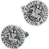 THE MASONIC COLLECTION - Gemelli rotondi in argento con sigillo cavalieri templari - placcati argento - regalo massone per uomo