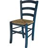 SISA srl, Sedie Da Giardino In Legno, Sedie Sala Da Pranzo, Arredamento Casa, Modello Paesana, Sedie Colorate, Colore Azzurro, Seduta Paglia, 45 x 37x 87 Cm, Made In Italy, MINIMO D'ORDINE 2 PEZZI