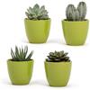 Vimin Box Set di 4 Vasi da Interno in terracotta Verde Lucida | Misura 7 x 6 cm | Ideali per Piante Grasse, Bonsai, Fiori, Vasetti Decorativi da Interno Moderni per Casa, Scrivania, Tavolo, Ufficio . (Verdi)