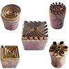 Royal Kraft Piazza Ottone legno Stampa Timbri (Set di 5) - DIY Tessuto, Argilla, Ceramica Blocchi BHtag0023