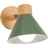 LIGKIN Lampade da Parete Interni Moderna E27 Applique da Parete Industriale Vintage Lampada da Parete Ruotabile in Legno Lampada a Muro per Camera Soggiorno Caffè, Ø18cm(Verde scuro)