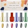 Gireatick 6 colori metallizzati smalto, magico effetto semi-specchio, lunga durata, 6 pezzi (A, 6 pezzi)
