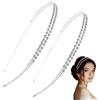 BUKYCAT 2 Pezzi Cerchietto per Capelli Con Strass, Doppio Strato, da Sposa, Retrò per Feste, Matrimoni, Cerimonie (Argento, 0)