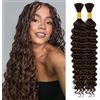 IFLY Human Braiding Hair Deep Wave Estensioni per capelli umani Marrone No Weft Curly Bundles Human Hair for Boho Braids Human Hair Bundles Hair Extensions 26 26 Inches 100g Chocolate Brown