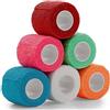 MEDca Vet Wrap - (confezione da 6-2 pollici x 5 Yard Rolls) Fasciatura autoadesiva a compressione coesiva e nastro medico per cani, gatti, cavalli - Colori assortiti