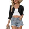 Gyabnw Cardigan Corto Donna Elegante Bolero Donna 3/4 Maniche Maglione Lavorato a Maglia Cava con Scollo a V, Adatto per Bretelle, Gonna Lunga,Gilet, Jeans, Gonne alla Moda