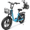 SAMEBIKE Bicicletta Elettrica Adulto, 20'' ×4.0'' Fat Tire Bici Elettrica per Donna, 250W Batteria Rimovibile 36V 13Ah Autonomia (blu lago)