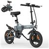 ESKUTE F100 Bicicletta Elettrica Pieghevole 14, Bici Elettrica 36V 9Ah con Display LCD, Velocità 25km/h, Autonomia 60KM, Sella Ergonomica, Ebike per Adulti da Città,Grigio