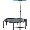 SPORTNOW Trampolino fitness 114 x 114 x 132 cm Trampolino elastico fitness con manico regolabile a 3 livelli telaio in acciaio per allenamento gambe corpo in casa ufficio palestra blu
