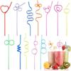 OPVXZAD 24 Cannucce Riutilizzabili a Spirale Colorate in Plastica PET Cannucce Decorative per Compleanno Matrimonio Festa Bambini Estate Cocktail Casa Scuola Picnic Bicchieri Allegri Divertenti