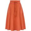 Generic Gonne Midi di Lino Casual da Donna Gonna a Pieghe a Pieghe in Vita con Cravatta a Punto Smock con Tasche Gonna a Trapezio Svasata a Vita Alta -Corallo-M