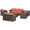 Outsunny Mobili da Giardino 6 Pezzi in Rattan Divani Poltrone Tavoli