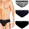 Kappa Set 3 Pezzi Slip Uomo Kappa Mutande Cotone Elasticizzato Intimo Nero Grigio Blu